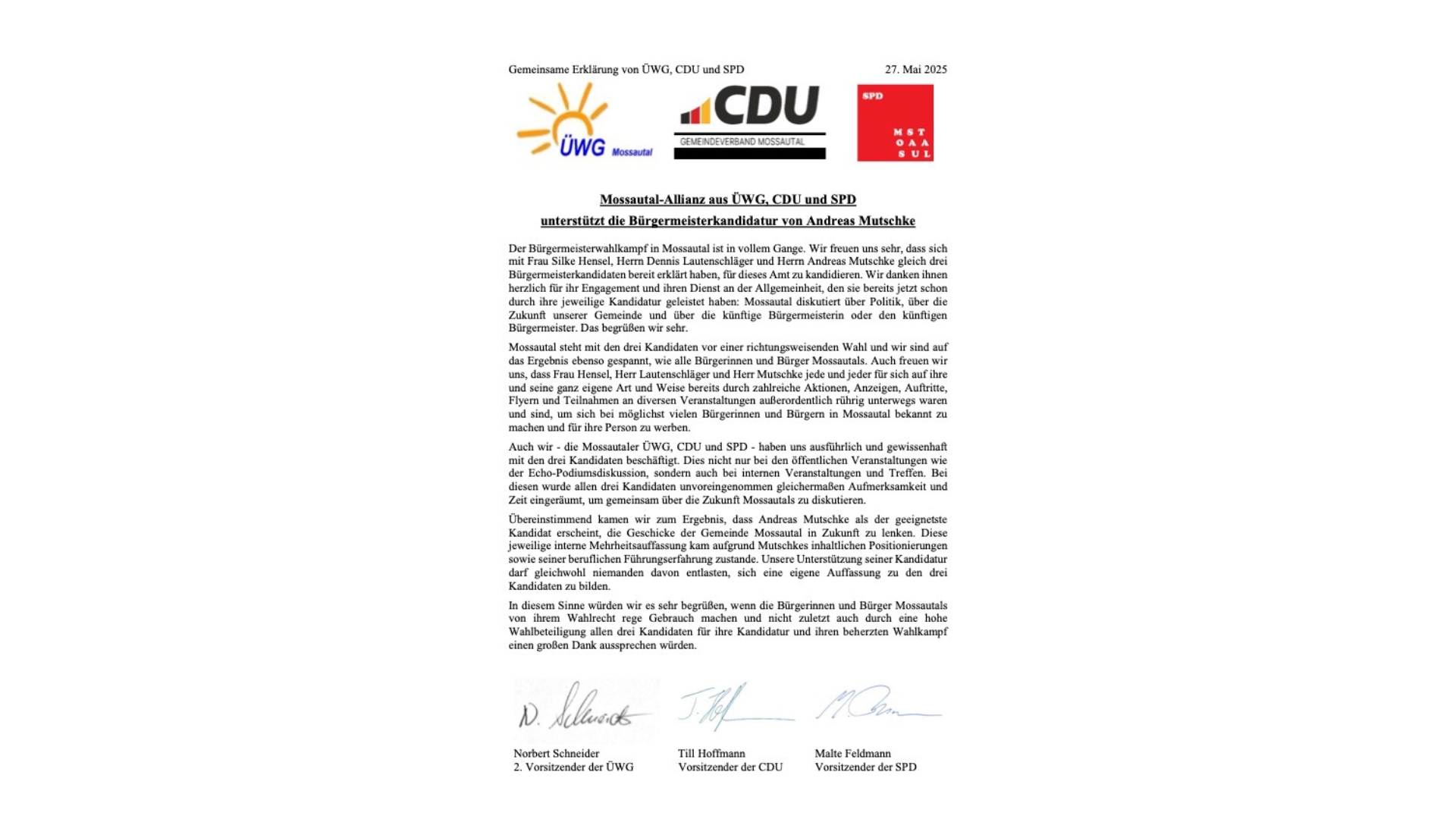 ÜWG - CDU - SPD Allianz